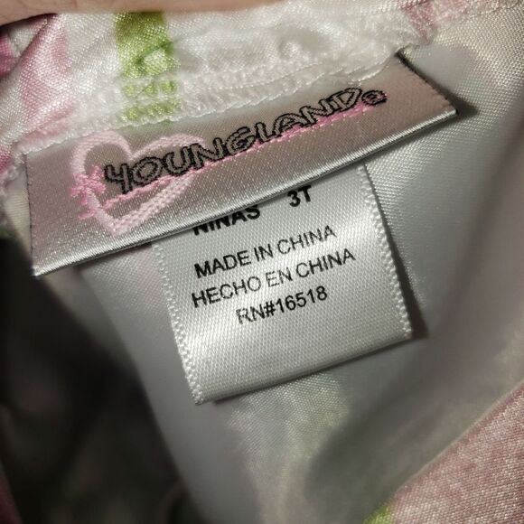 YOUNGLAND WHITE PINK GREEN STRIPE EASTER DRESS SIZE 3T - Picture 5 of 5